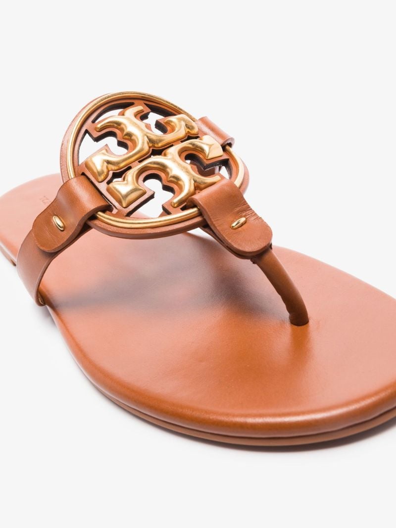Brown Miller Logo Leather Sandals