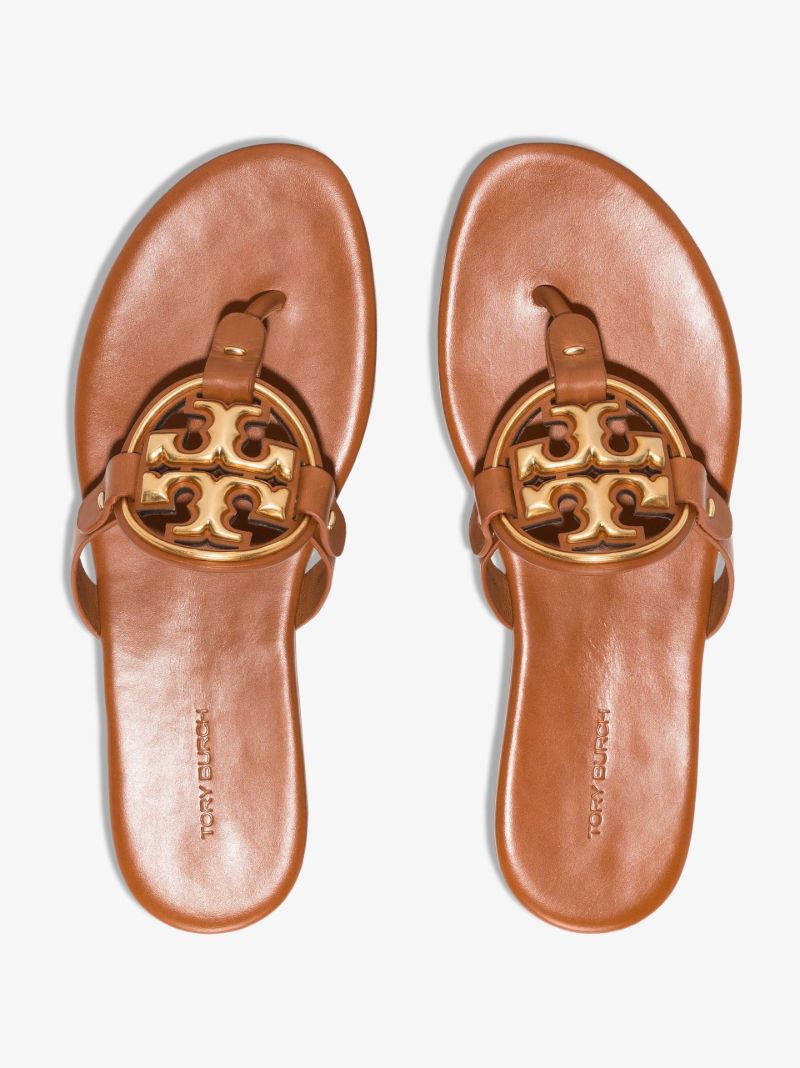 Brown Miller Logo Leather Sandals