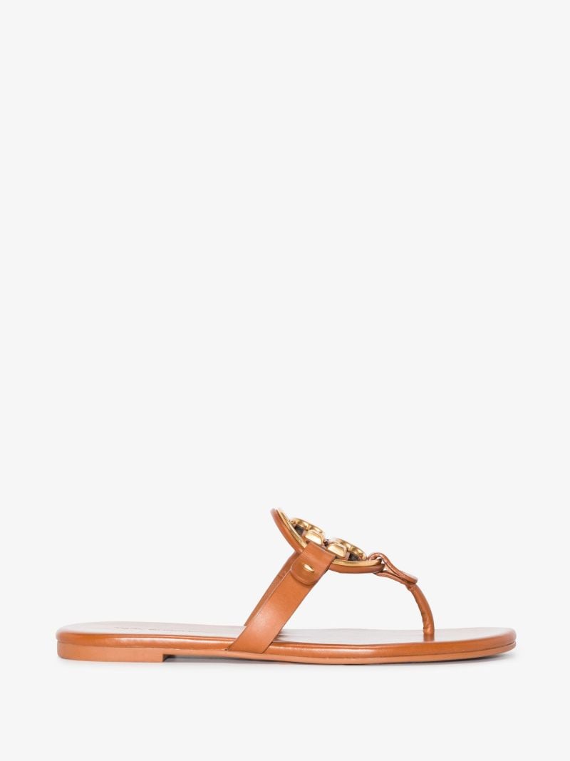 Brown Miller Logo Leather Sandals