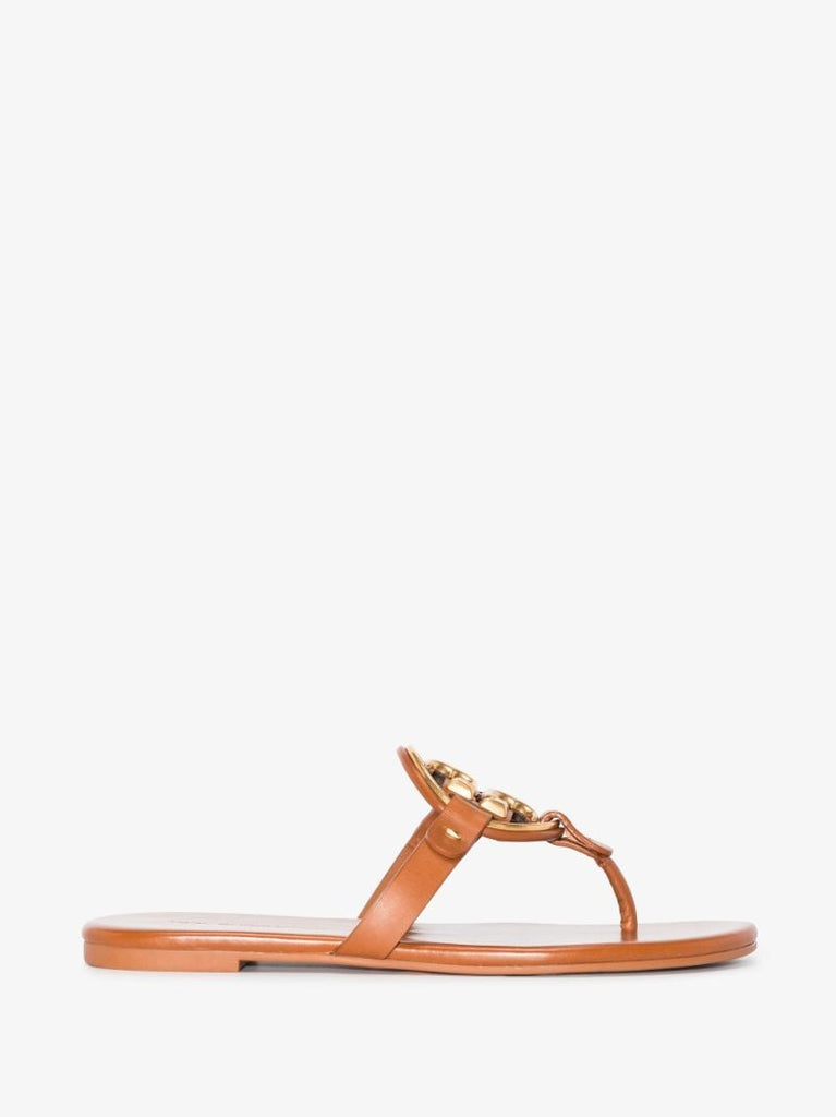 Brown Miller Logo Leather Sandals