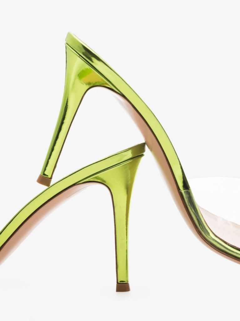 Green Elle 85 Leather Mules