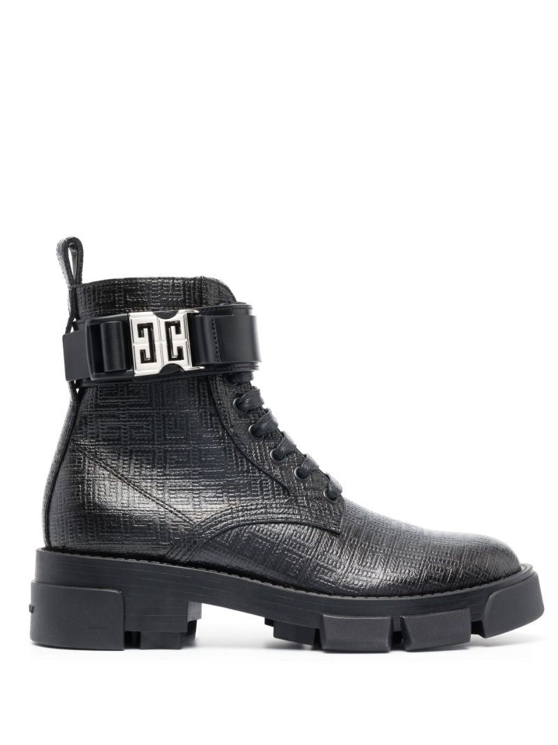Black Terra Leather Combat Boots