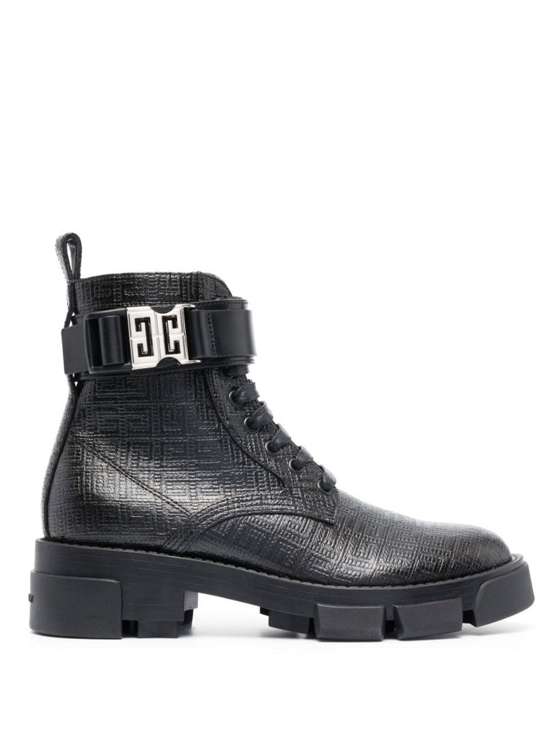 Black Terra Leather Combat Boots