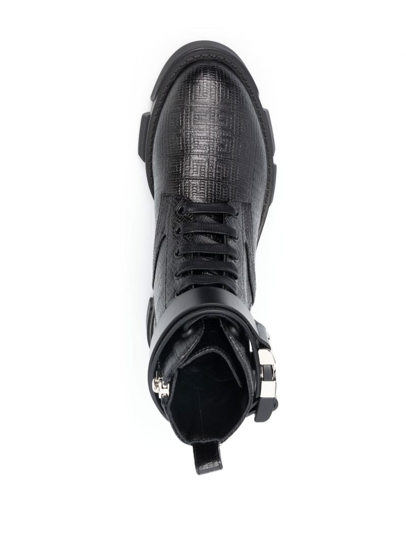 Black Terra Leather Combat Boots