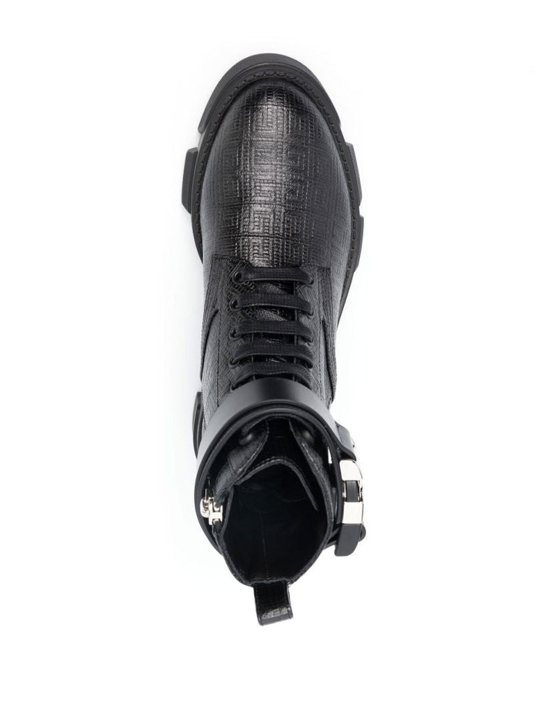 Black Terra Leather Combat Boots