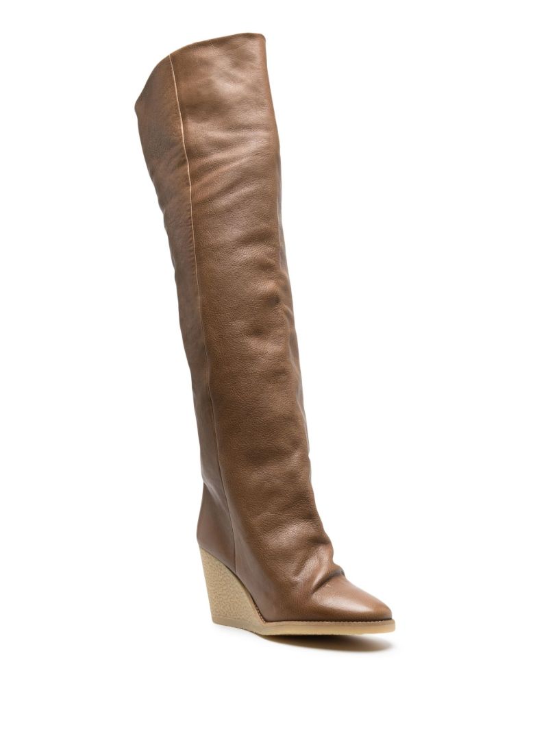 Brown Tilin 90 Knee-high Wedge Leather Boots