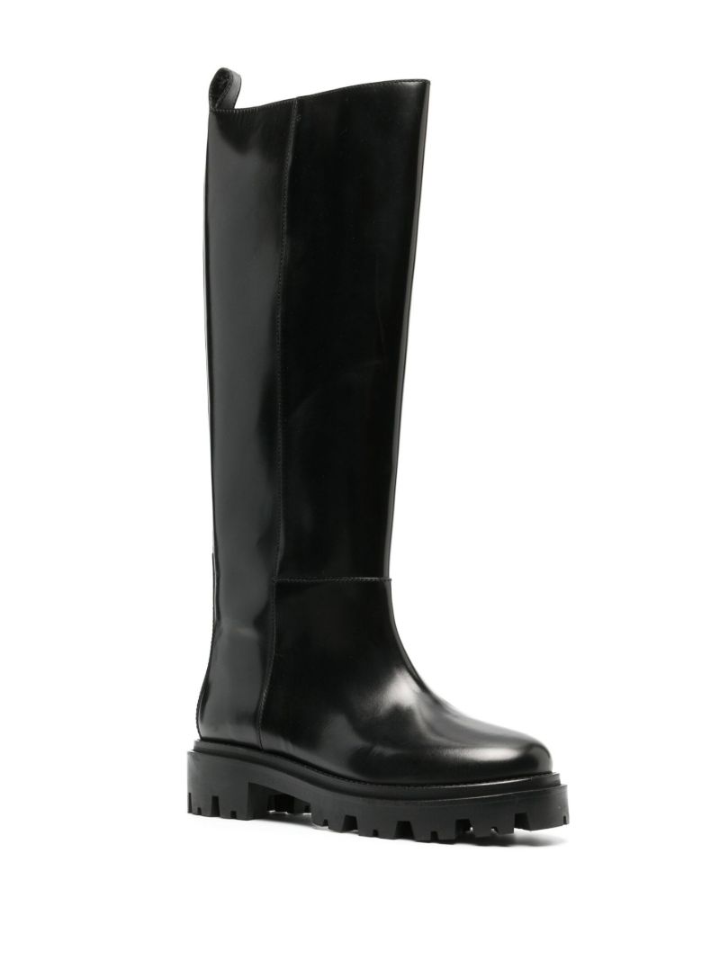 Black Cener Knee-high Leather Boots