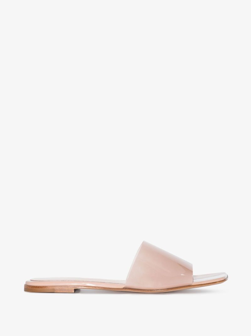 Pink Leather Slides