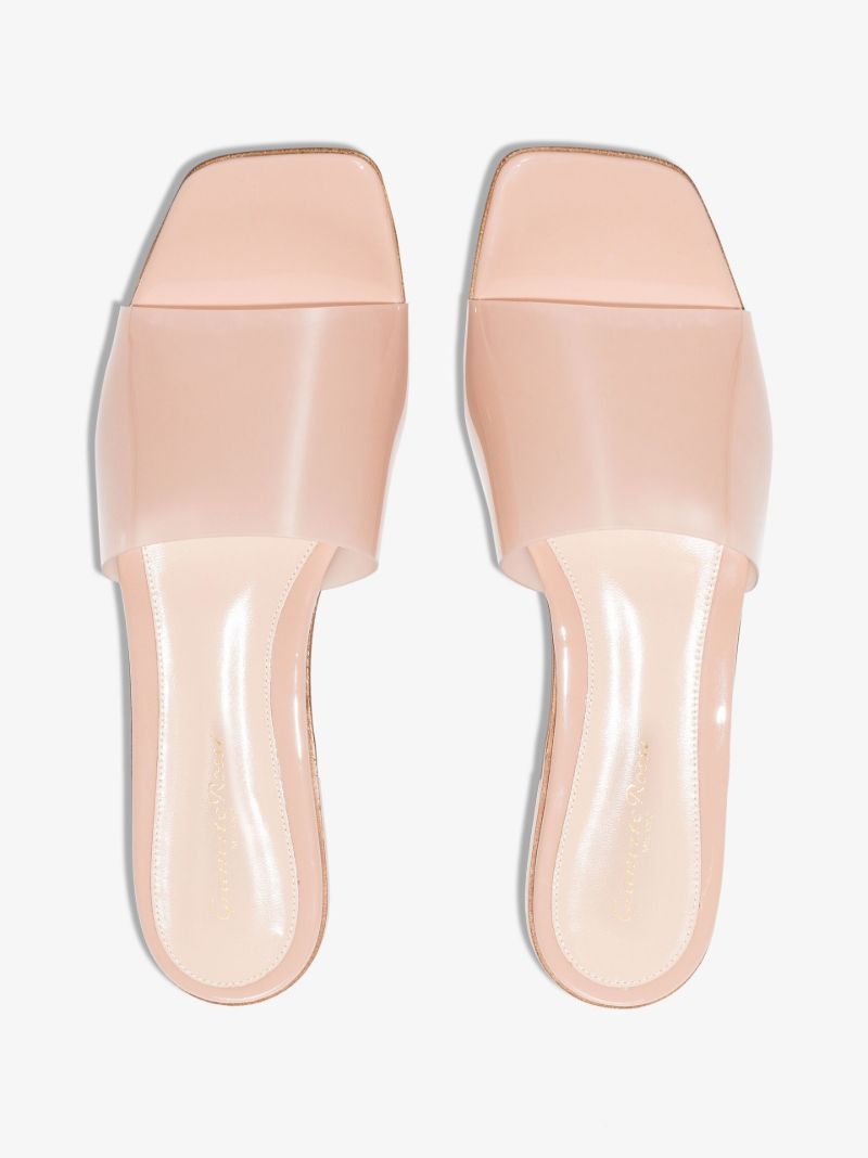 Pink Leather Slides