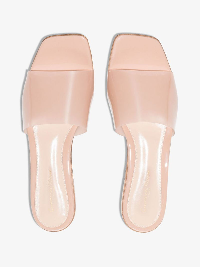 Pink Leather Slides
