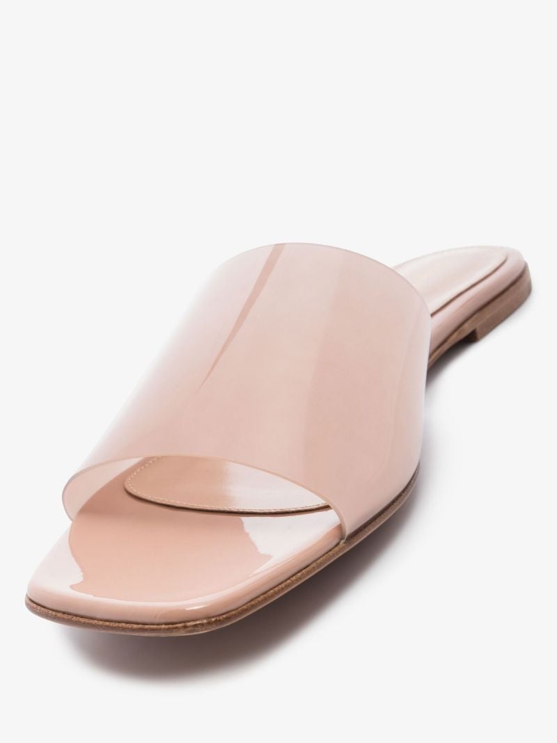 Pink Leather Slides