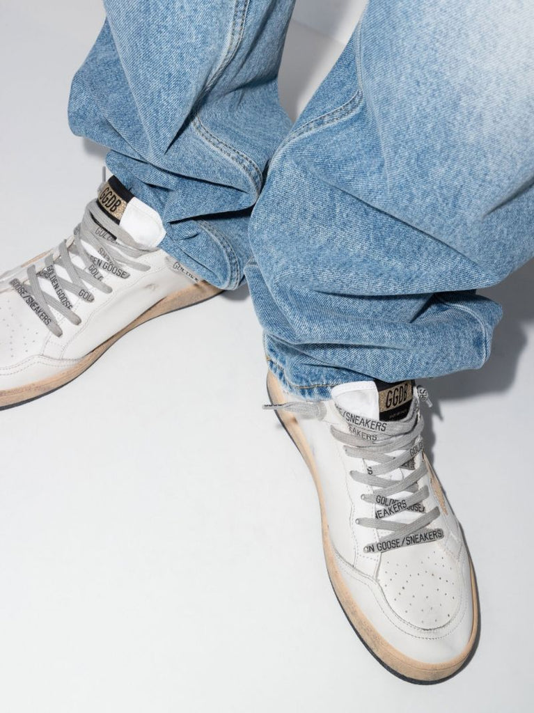 White Ball Star Low Top Leather Sneakers