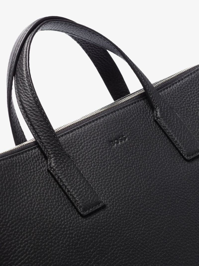 Black Logo Leather Briefcase