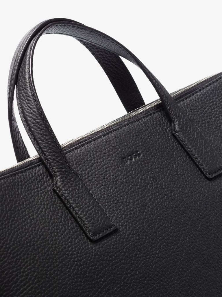Black Logo Leather Briefcase
