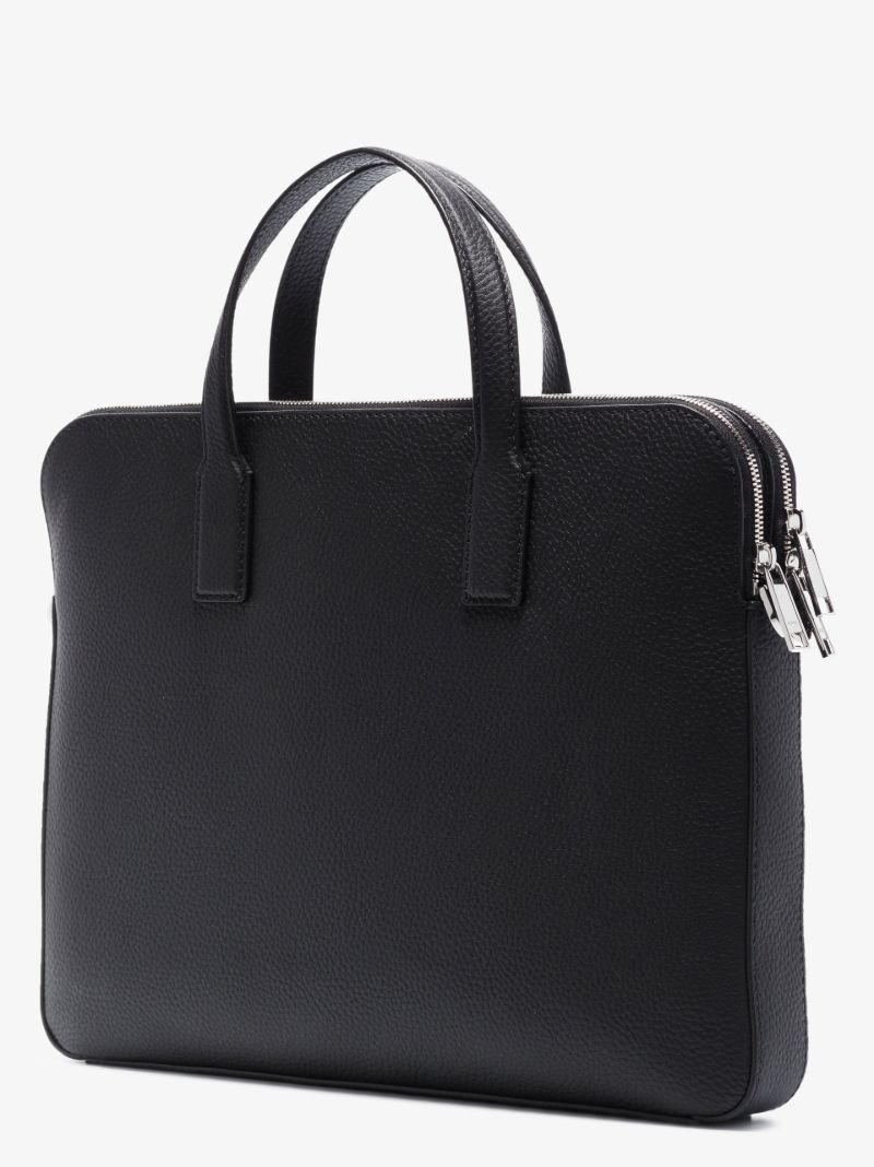 Black Logo Leather Briefcase