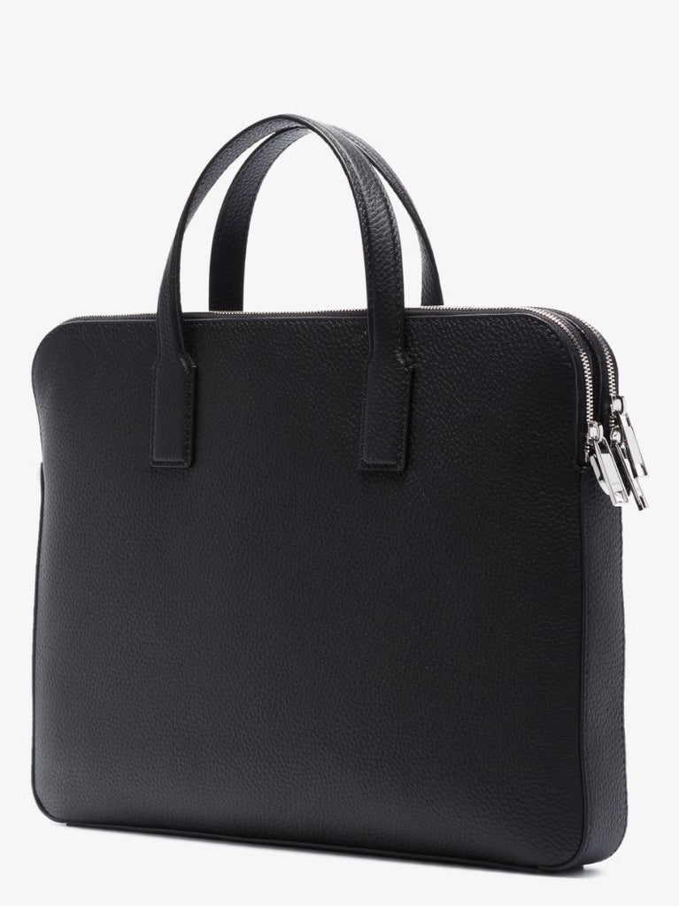Black Logo Leather Briefcase