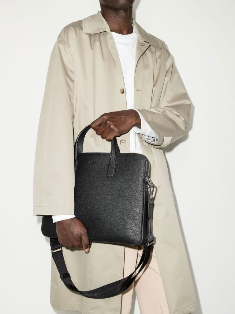 Black Logo Leather Briefcase