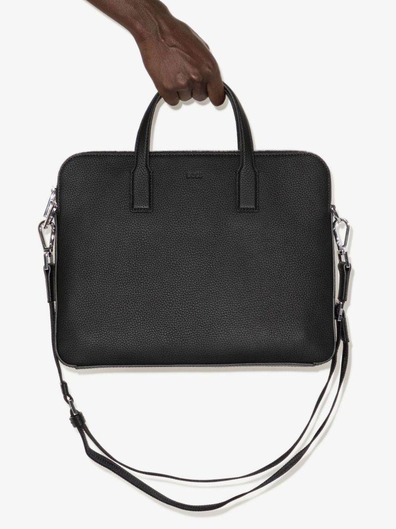 Black Logo Leather Briefcase