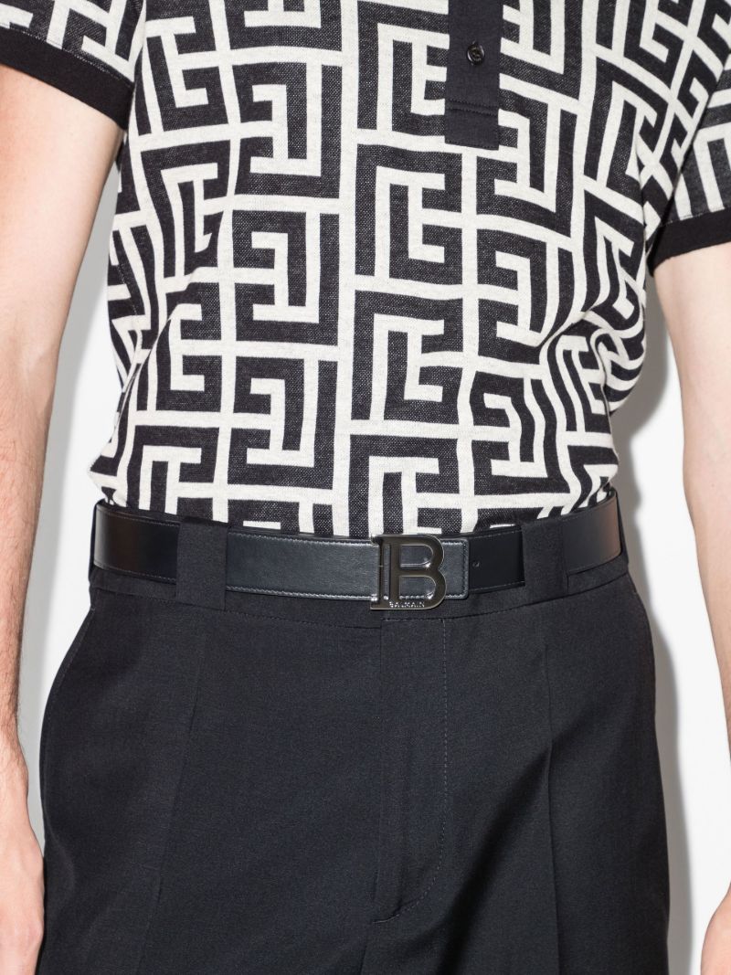 Black Logo Plaque Leather Belt