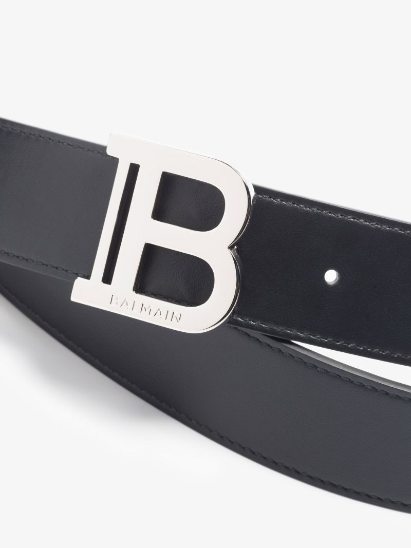 Black Logo Plaque Leather Belt