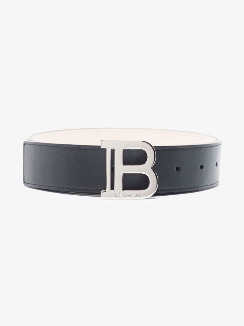 Black Logo Plaque Leather Belt
