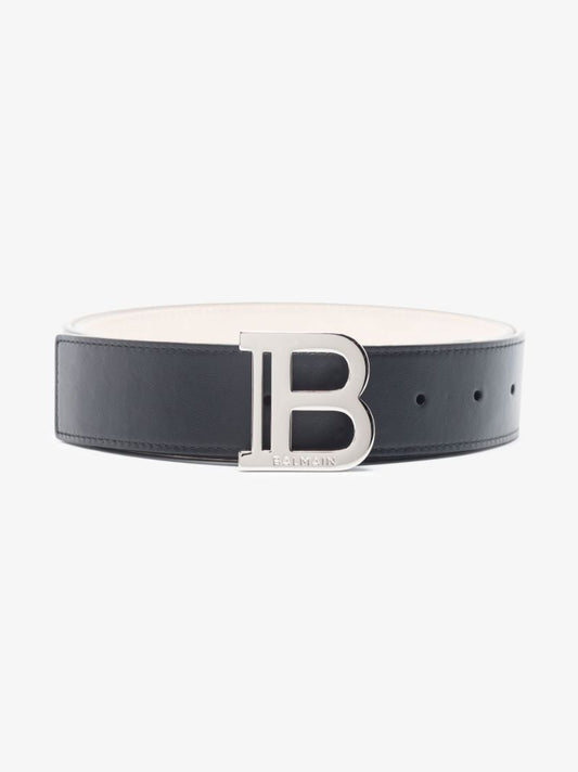 Black Logo Plaque Leather Belt