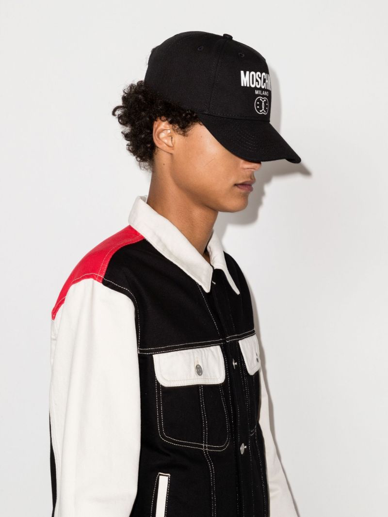 X Smiley Black Double Smiley Cotton Baseball Cap
