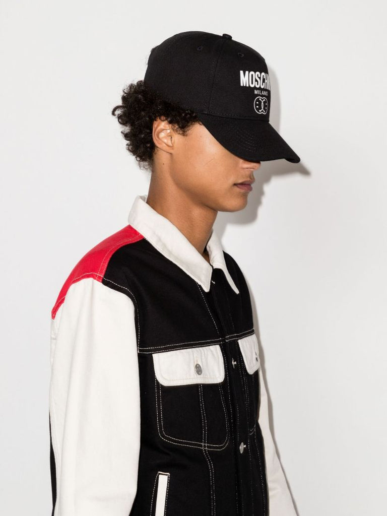 X Smiley Black Double Smiley Cotton Baseball Cap