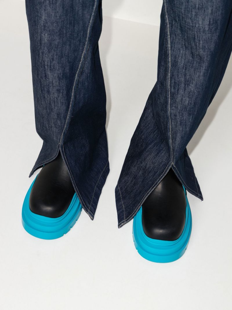 Black Tire Leather Chelsea Boots