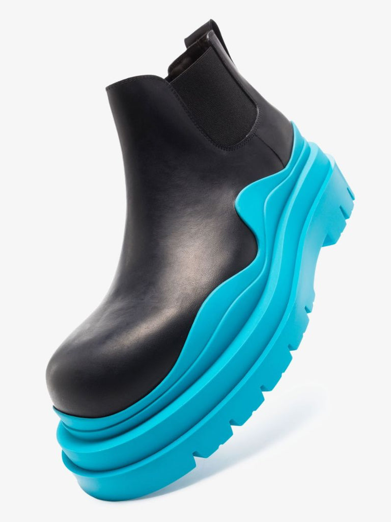Black Tire Leather Chelsea Boots