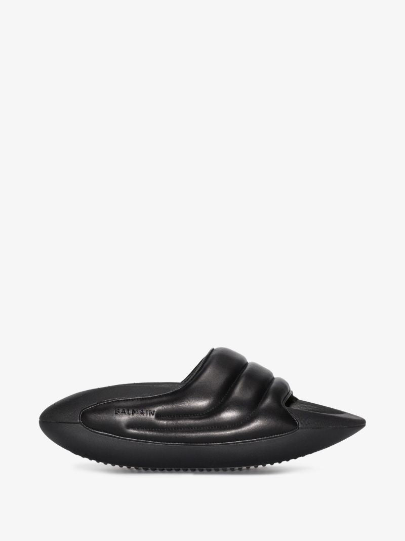 Black B-it Quilted Leather Slides