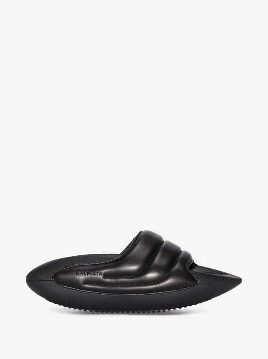 Black B-it Quilted Leather Slides