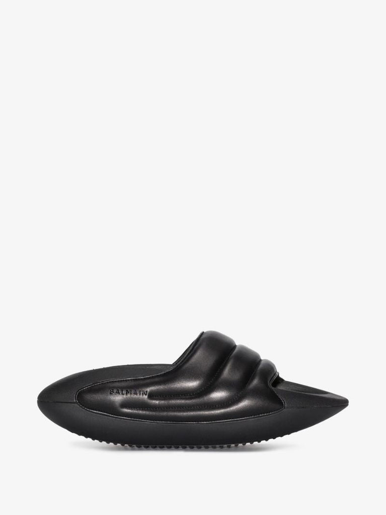 Black B-it Quilted Leather Slides