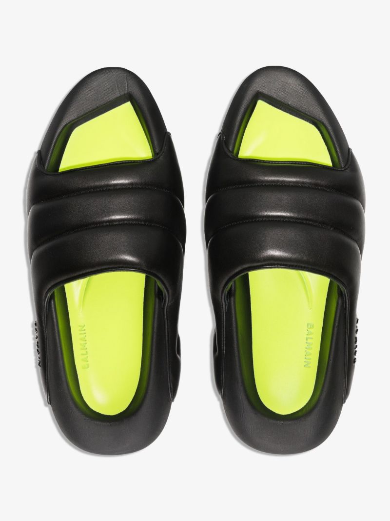 Black B-it Quilted Leather Slides