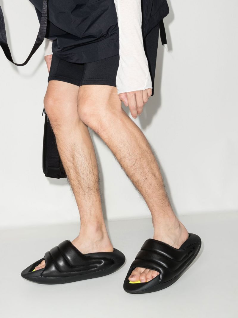Black B-it Quilted Leather Slides