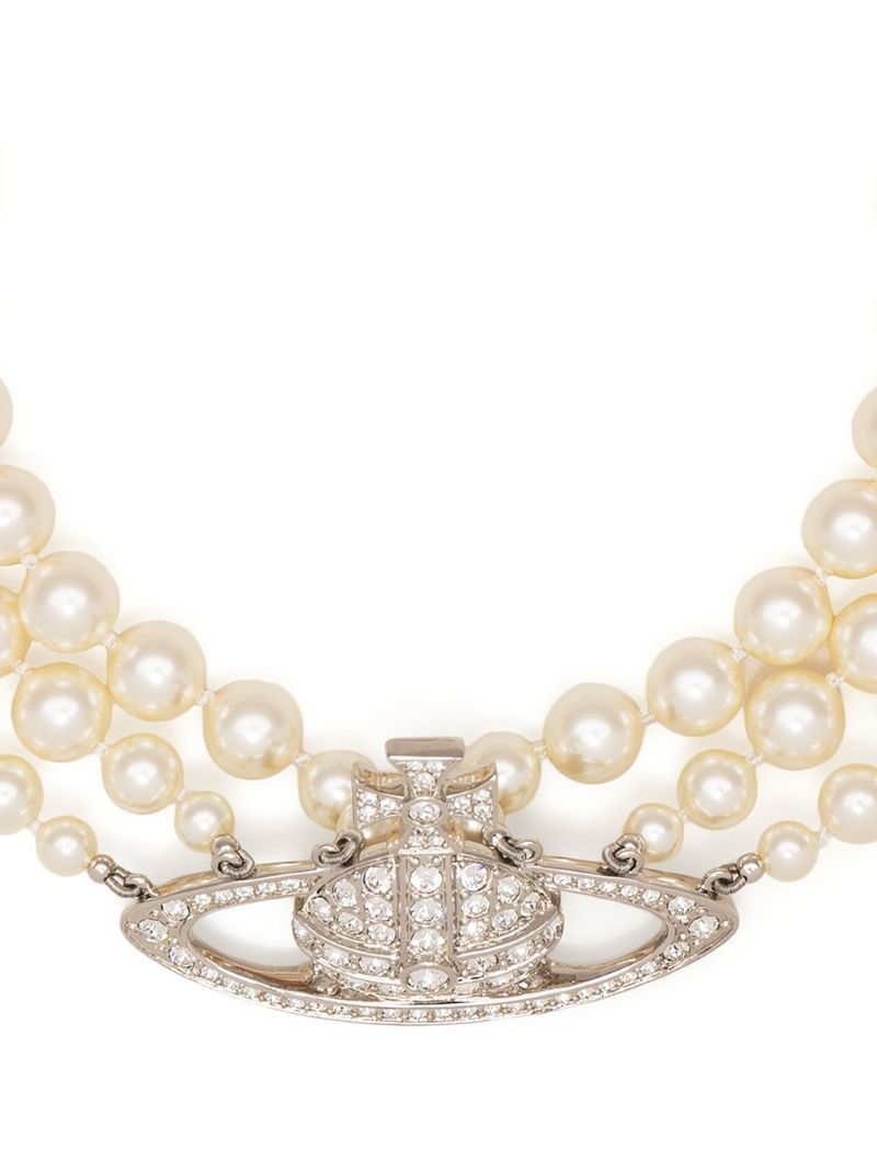 Silver-tone Relief Pearl Choker Necklace