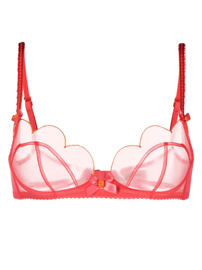 Orange Lorna Sheer Scalloped Bra