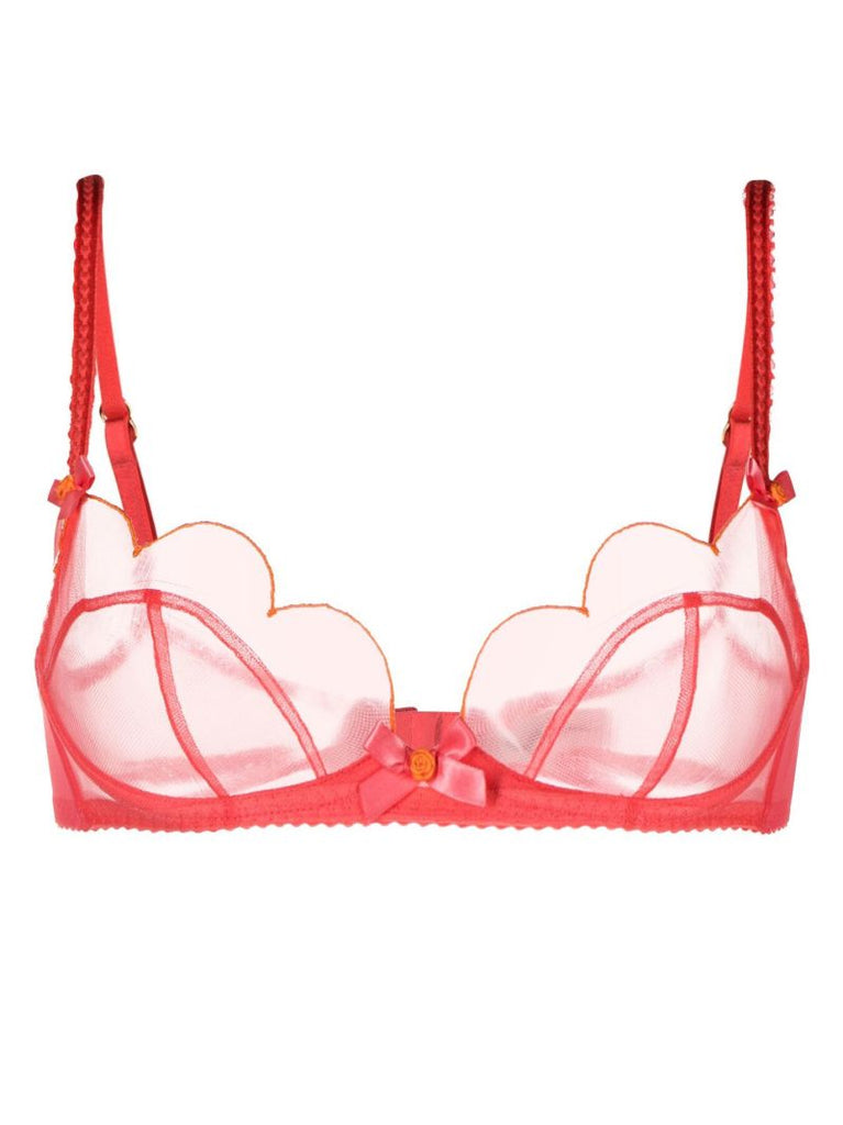 Orange Lorna Sheer Scalloped Bra