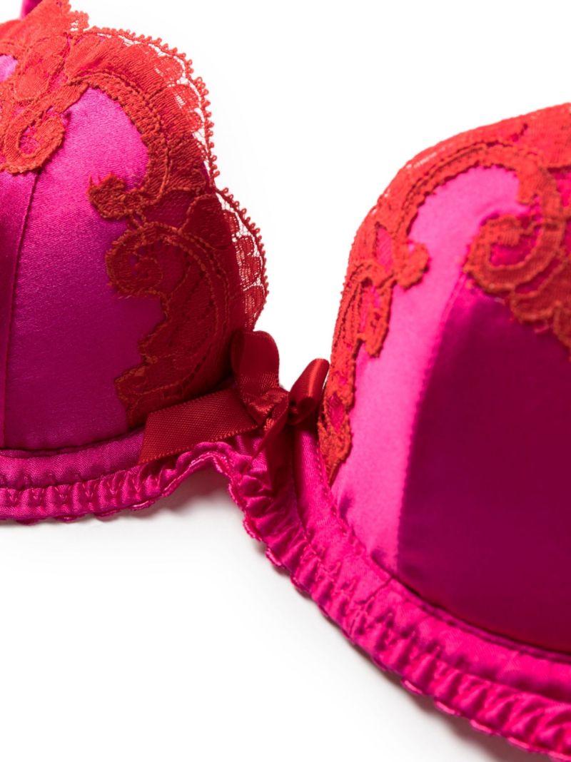 Pink Molly Lace Trim Silk Bra
