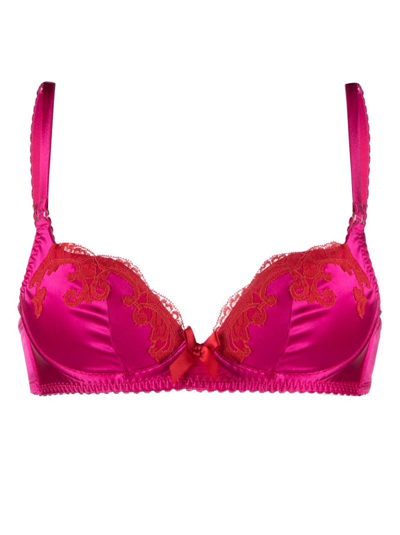 Pink Molly Lace Trim Silk Bra
