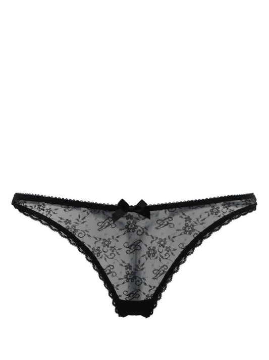Black Malorey Lace Thong