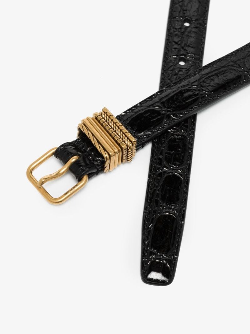 Black Hublot Mock Croc Leather Belt
