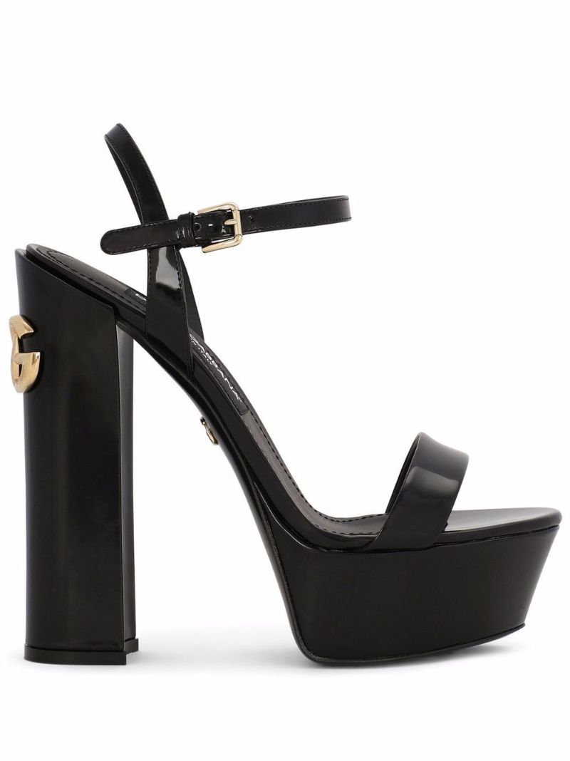 Black Patent Leather Platform Sandals
