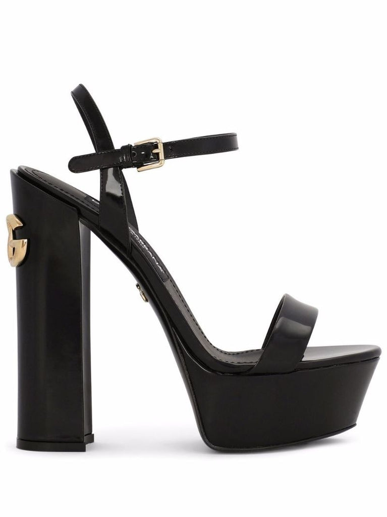Black Patent Leather Platform Sandals