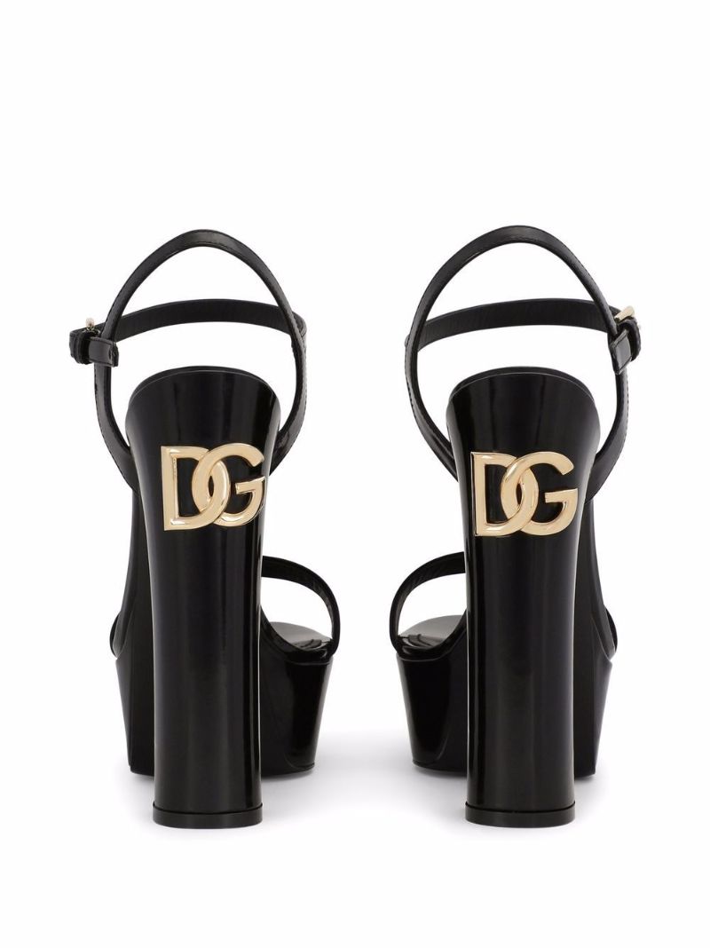 Black Patent Leather Platform Sandals