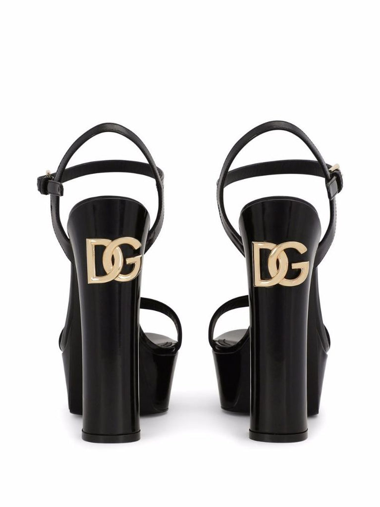 Black Patent Leather Platform Sandals