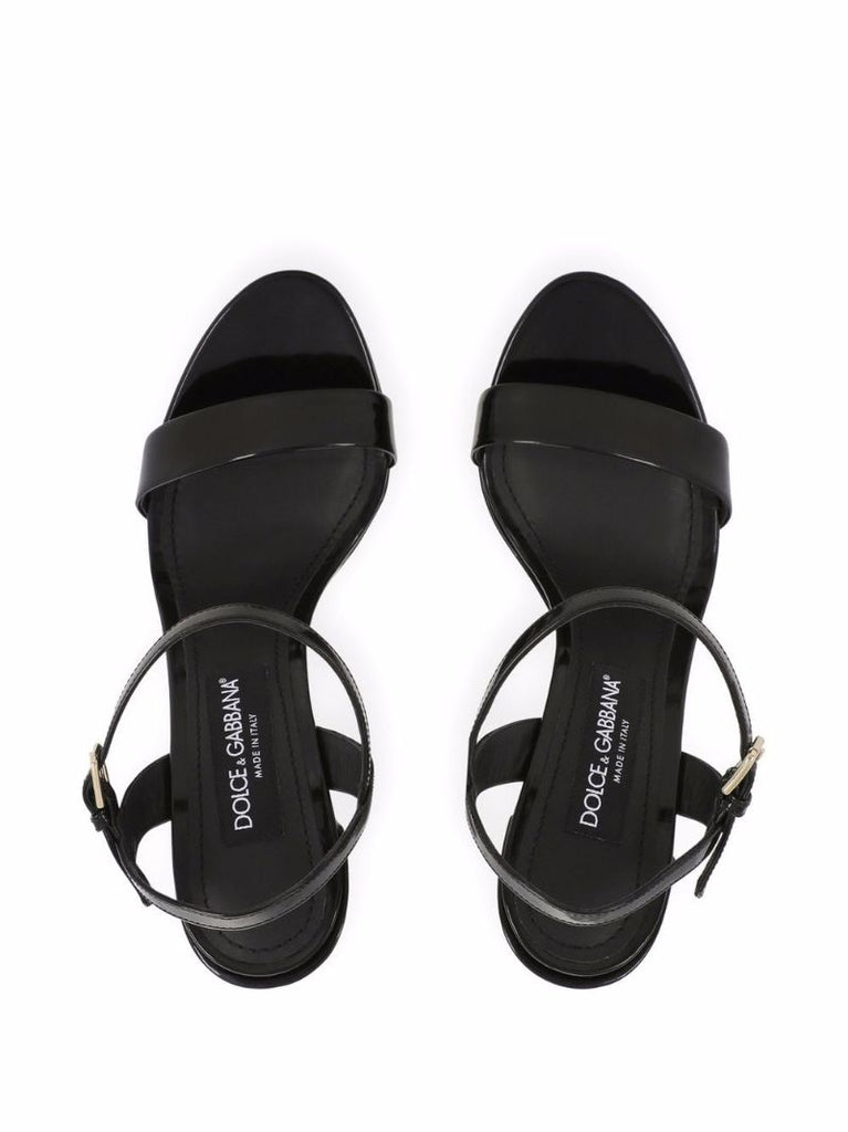 Black Patent Leather Platform Sandals