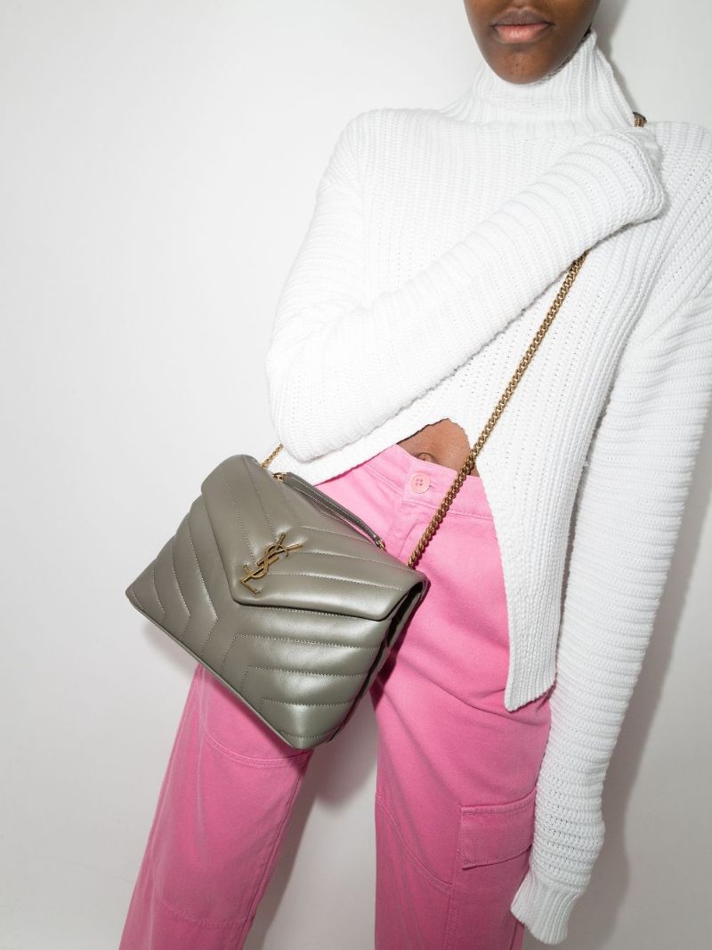 Grey Loulou Small Leather Shoulder Bag