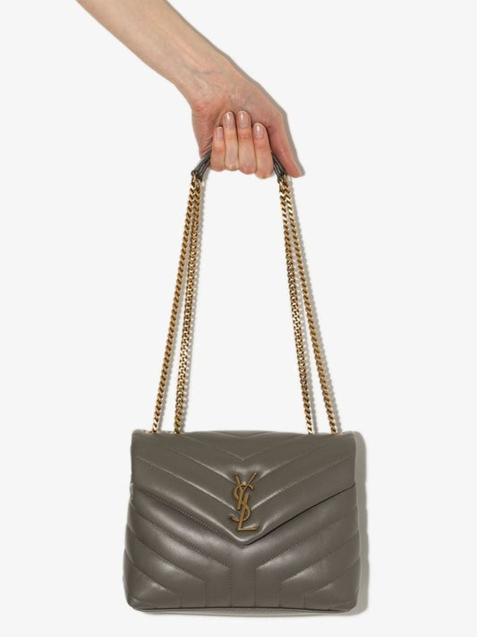 Grey Loulou Small Leather Shoulder Bag