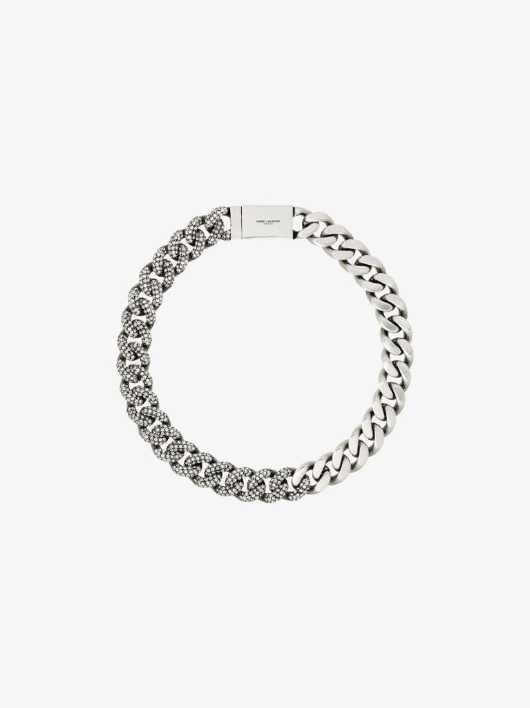 Silver-tone Crystal-embellished Chain Necklace